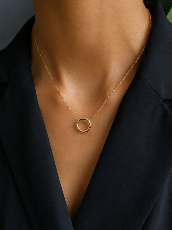 Jewelry - 925 Sterling Silver Geometric Modern Round Circle Pendant Necklace